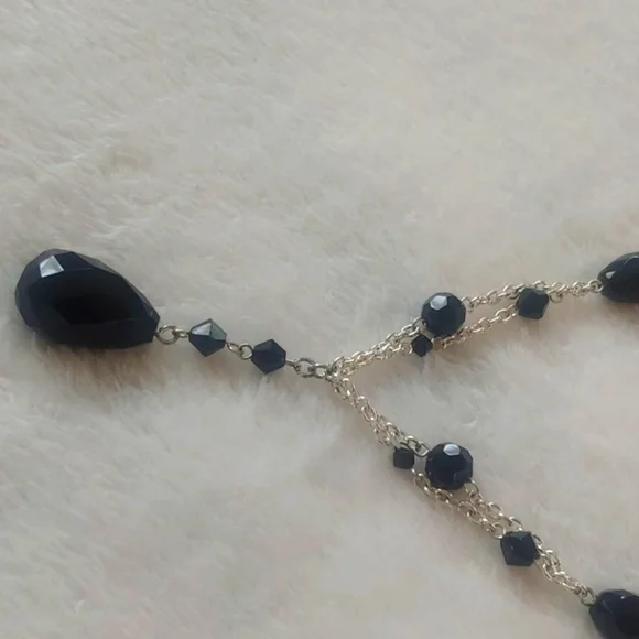 White House Black Market Silver Tone Black Beaded Necklace - Picture 13 of 13